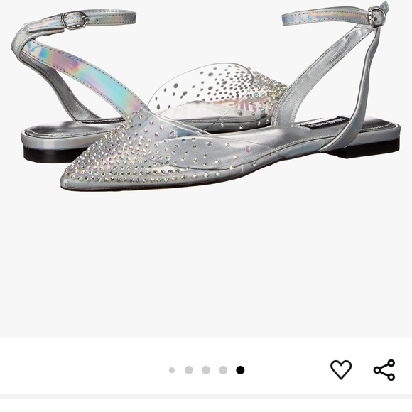 Nine West Silver Flats with Rhinestone Accents - Picture 1 of 4